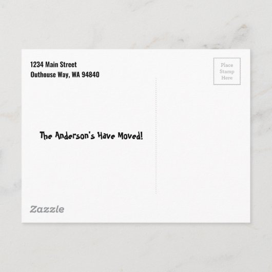 Nieuw adres Grappig dat we verhuisden Aankondigingskaart (Achterkant)