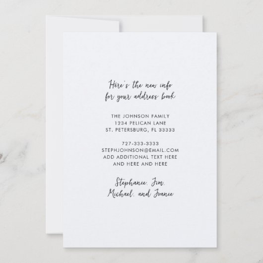 Nieuw adres: Great Blue Heron Waterfront Moving Aankondiging (Achterkant)