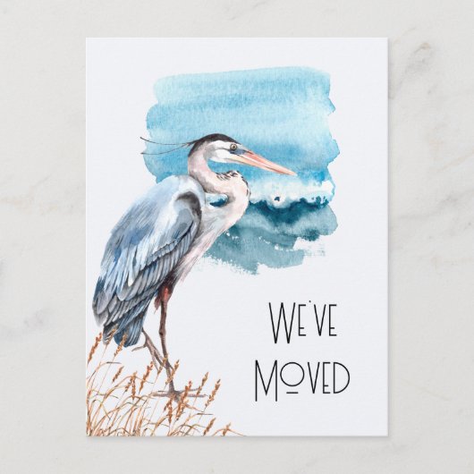 Nieuw adres: Great Blue Heron Waterfront Moving Aankondigingskaart (Voorkant)