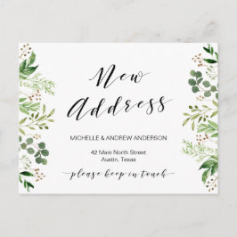 Nieuw adres, Greenery New Home Moving Aankondiging Briefkaart