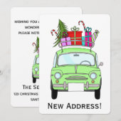 Nieuw Adres groen Retro Fiat 500 Kerstcadeaus Kaart (Voorkant / Achterkant)