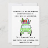 Nieuw Adres groen Retro Fiat 500 Kerstcadeaus Kaart (Achterkant)