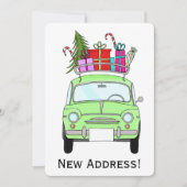 Nieuw Adres groen Retro Fiat 500 Kerstcadeaus Kaart (Voorkant)