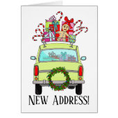 Nieuw adres Groene auto met kerstcadeaus (Voorkant)