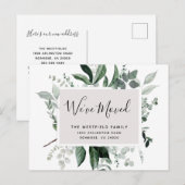 Nieuw Adres Groene Eucalyptus Botanische Beweging Aankondigingskaart (Voorkant / Achterkant)