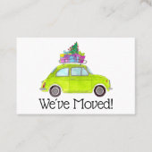 Nieuw adres Groene Fiat 500 met kerstcadeaus Visitekaartje (Voorkant)