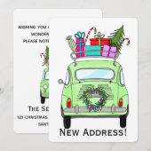 Nieuw adres groene Retro Fiat 500 kerstcadeaus Kaart (Voorkant / Achterkant)