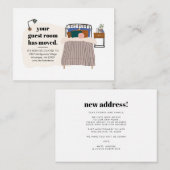 Nieuw adres Guest Room Decor Verhuisaankondiging Notitiekaartje (Voorkant / Achterkant)