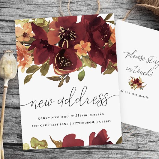 Nieuw adres Herfst Botanische adreswijziging Aankondigingskaart