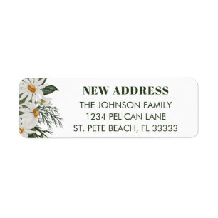 Nieuw adres Home Daisy Floral Return Etiket