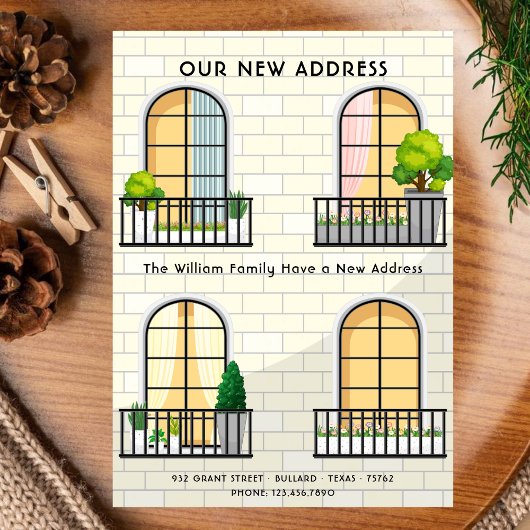 Nieuw adres Housewarming nieuwe woonramen Aankondiging