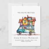 Nieuw adres I Waterverf Auto Home Verhuizen Aankondiging (Voorkant)