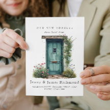 Nieuw Adres I Waterverf Green Front Door Flowers