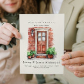 Nieuw adres I Waterverf voordeur en bakstenen Aankondiging