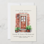 Nieuw adres I Waterverf voordeur en bakstenen Aankondiging (Voorkant)