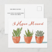 Nieuw adres | Ik ben verhuisd|Cactus-Waterverf Briefkaart (Voorkant / Achterkant)