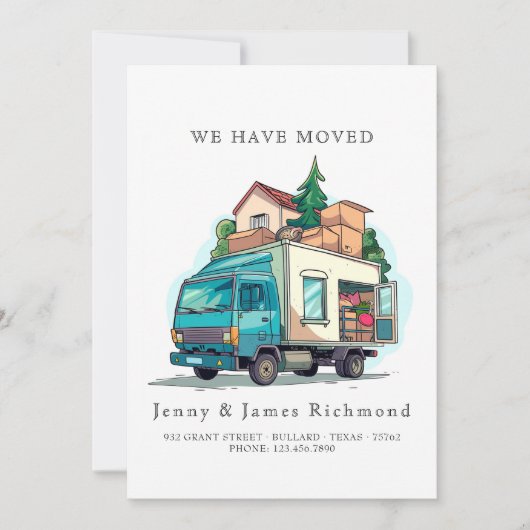 Nieuw adres Ik vrachtwagen verhuizen naar huis Aankondiging (Voorkant)