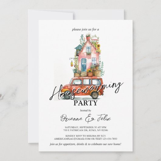 Nieuw adres in Auto Verhuizen Huis Warming Party Kaart (Voorkant)