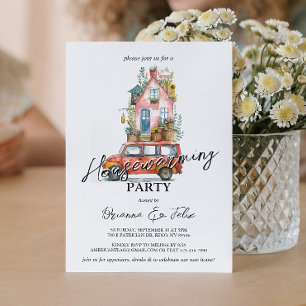 Nieuw adres in Auto Verhuizen Huis Warming Party Kaart