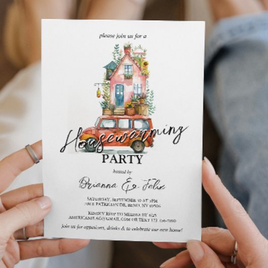 Nieuw adres in Auto Verhuizen Huis Warming Party Kaart
