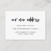 Nieuw adres invoegen | Casual script Informatiekaartje (Voorkant)