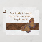 Nieuw adres Kaarten gasten Butterfly Brocade koper (Voorkant / Achterkant)