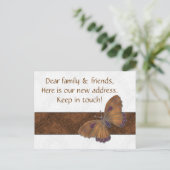 Nieuw adres Kaarten gasten Butterfly Brocade koper (Staand voorkant)