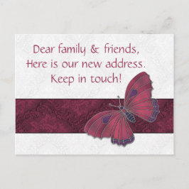 Nieuw Adres Kaarten gasten Butterfly Brocade rood