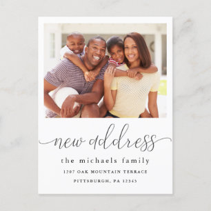 Nieuw Adres Kalligrafie Foto Wijziging van Adres Aankondigingskaart
