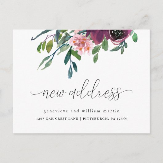 Nieuw adres Kalligrafie Verandering van adres Verp Aankondigingskaart (Voorkant)