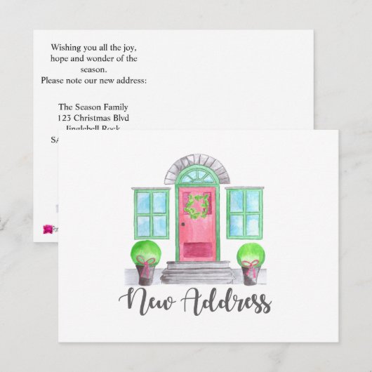 Nieuw adres kerst home briefkaart (Voorkant / Achterkant)