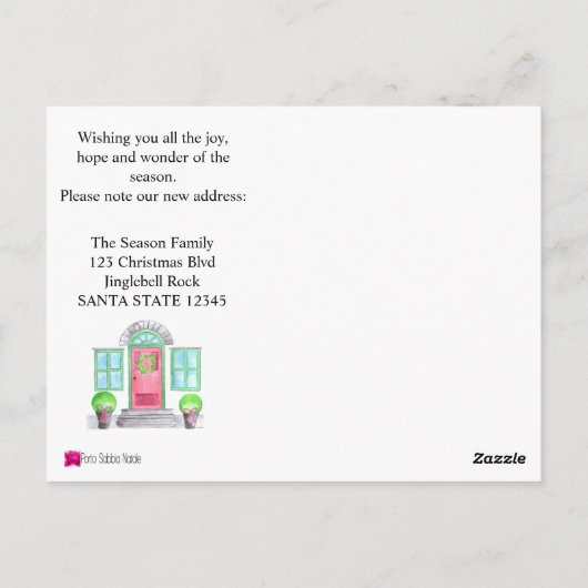 Nieuw adres kerst home briefkaart (Achterkant)