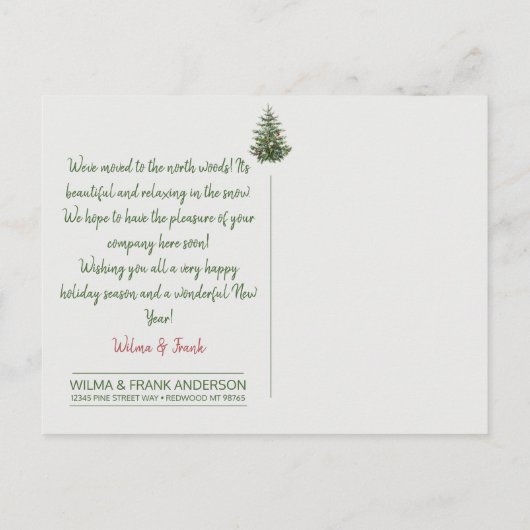 Nieuw adres Kerstfeestdag Lantern Briefkaart (Achterkant)