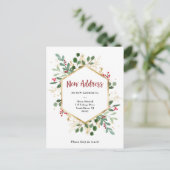 Nieuw adres | Kerstmis Gulded Greenery White Briefkaart (Staand voorkant)