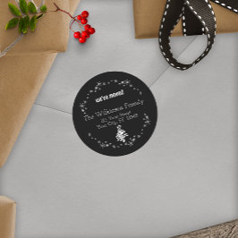 Nieuw Adres Kerstvakantie Zwarte Enveloppe Zegel