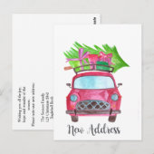 Nieuw adres Klassieke kerstauto Briefkaart (Voorkant / Achterkant)