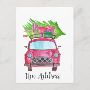 Nieuw adres Klassieke kerstauto Briefkaart