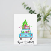 Nieuw adres Klassieke kerstauto Briefkaart (Staand voorkant)