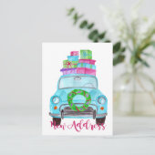Nieuw adres Klassieke kerstauto Briefkaart (Staand voorkant)