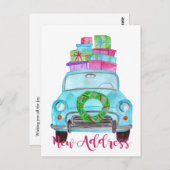 Nieuw adres Klassieke kerstauto Briefkaart (Voorkant / Achterkant)