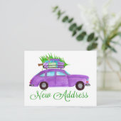 Nieuw adres Klassieke kerstauto Briefkaart (Staand voorkant)