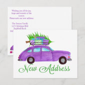 Nieuw adres Klassieke kerstauto Briefkaart (Voorkant / Achterkant)