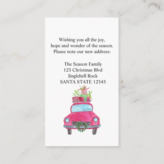 Nieuw adres Klassieke kerstauto Informatiekaartje (Achterkant)
