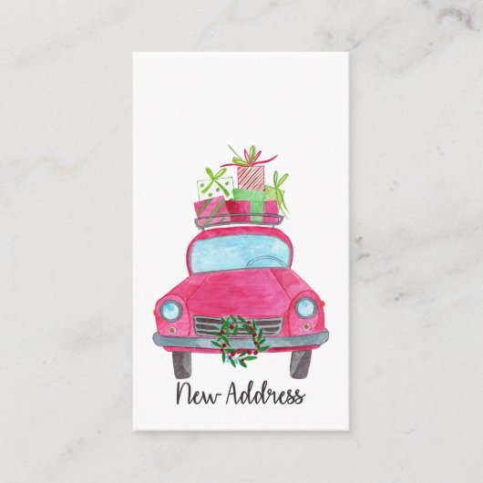 Nieuw adres Klassieke kerstauto Informatiekaartje (Voorkant)
