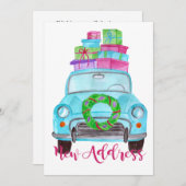 Nieuw adres Klassieke kerstauto Kaart (Voorkant / Achterkant)