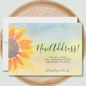 Nieuw adres Kleurrijke mededeling over zonnebloeme Aankondiging