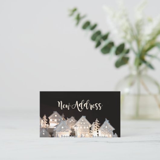 Nieuw Adres  Lichtjes Kersthuizen Informatiekaartje (Staand voorkant)