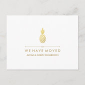 Nieuw adres met Elegant Gold Pineapple Aankondigingskaart (Voorkant)
