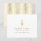 Nieuw adres met elegante gouden ananas aankondiging (Voorkant / Achterkant)