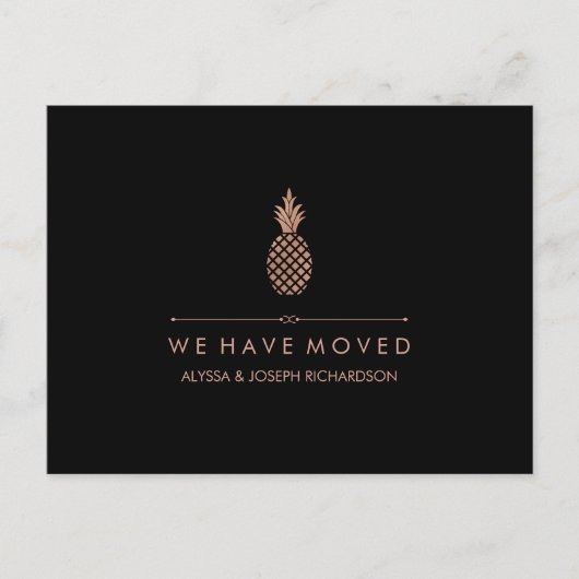 Nieuw adres met Faux Roos Gold Look Ananas Aankondigingskaart (Voorkant)